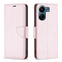 Custodia Portafoglio In Pelle Cover con Supporto B06F per Xiaomi Redmi 13C Oro Rosa