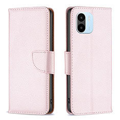 Custodia Portafoglio In Pelle Cover con Supporto B06F per Xiaomi Redmi A2 Plus Oro Rosa