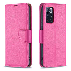 Custodia Portafoglio In Pelle Cover con Supporto B06F per Xiaomi Redmi Note 11 5G Rosa Caldo