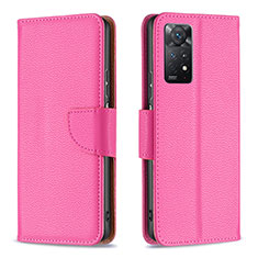 Custodia Portafoglio In Pelle Cover con Supporto B06F per Xiaomi Redmi Note 11 Pro 4G Rosa Caldo