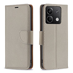 Custodia Portafoglio In Pelle Cover con Supporto B06F per Xiaomi Redmi Note 13 5G Grigio