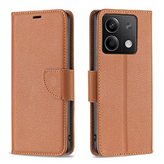 Custodia Portafoglio In Pelle Cover con Supporto B06F per Xiaomi Redmi Note 13 5G Marrone