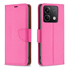 Custodia Portafoglio In Pelle Cover con Supporto B06F per Xiaomi Redmi Note 13 5G Rosa Caldo