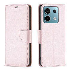 Custodia Portafoglio In Pelle Cover con Supporto B06F per Xiaomi Redmi Note 13 Pro 5G Oro Rosa