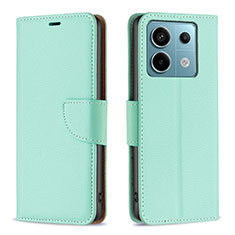 Custodia Portafoglio In Pelle Cover con Supporto B06F per Xiaomi Redmi Note 13 Pro 5G Verde