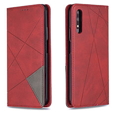 Custodia Portafoglio In Pelle Cover con Supporto B07F per Huawei Honor 9X Rosso