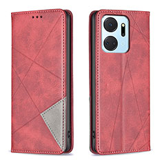 Custodia Portafoglio In Pelle Cover con Supporto B07F per Huawei Honor X7a Rosso