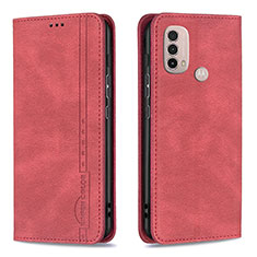 Custodia Portafoglio In Pelle Cover con Supporto B07F per Motorola Moto E20 Rosso