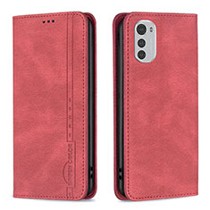 Custodia Portafoglio In Pelle Cover con Supporto B07F per Motorola Moto E32 Rosso