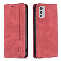 Custodia Portafoglio In Pelle Cover con Supporto B07F per Motorola Moto E32s Rosso