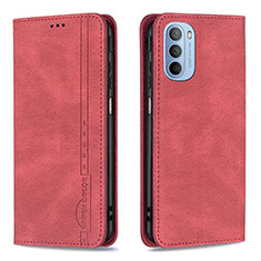 Custodia Portafoglio In Pelle Cover con Supporto B07F per Motorola Moto G31 Rosso