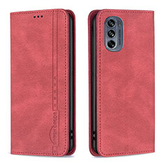 Custodia Portafoglio In Pelle Cover con Supporto B07F per Motorola Moto G62 5G Rosso