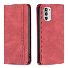 Custodia Portafoglio In Pelle Cover con Supporto B07F per Motorola Moto G82 5G Rosso