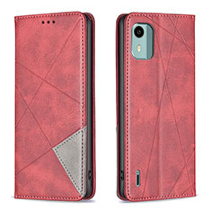 Custodia Portafoglio In Pelle Cover con Supporto B07F per Nokia C12 Plus Rosso