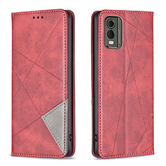 Custodia Portafoglio In Pelle Cover con Supporto B07F per Nokia C32 Rosso