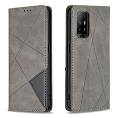 Custodia Portafoglio In Pelle Cover con Supporto B07F per Oppo F19 Pro+ Plus 5G Grigio