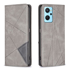 Custodia Portafoglio In Pelle Cover con Supporto B07F per Realme 9i 4G Grigio