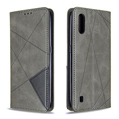 Custodia Portafoglio In Pelle Cover con Supporto B07F per Samsung Galaxy A01 SM-A015 Grigio