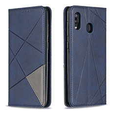 Custodia Portafoglio In Pelle Cover con Supporto B07F per Samsung Galaxy A20 Blu