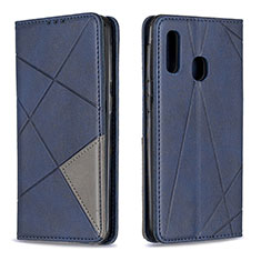 Custodia Portafoglio In Pelle Cover con Supporto B07F per Samsung Galaxy A20e Blu