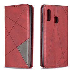 Custodia Portafoglio In Pelle Cover con Supporto B07F per Samsung Galaxy A20e Rosso