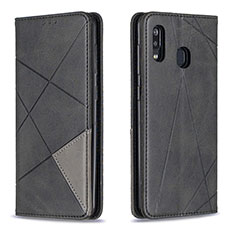 Custodia Portafoglio In Pelle Cover con Supporto B07F per Samsung Galaxy A30 Nero