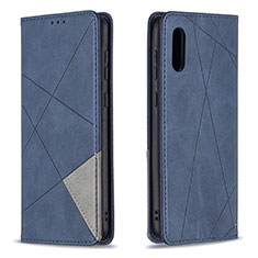 Custodia Portafoglio In Pelle Cover con Supporto B07F per Samsung Galaxy M02 Blu