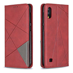 Custodia Portafoglio In Pelle Cover con Supporto B07F per Samsung Galaxy M10 Rosso