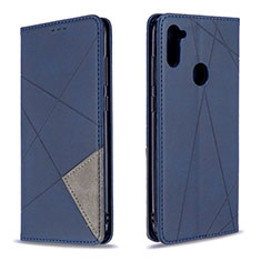 Custodia Portafoglio In Pelle Cover con Supporto B07F per Samsung Galaxy M11 Blu