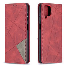 Custodia Portafoglio In Pelle Cover con Supporto B07F per Samsung Galaxy M12 Rosso