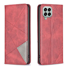 Custodia Portafoglio In Pelle Cover con Supporto B07F per Samsung Galaxy M33 5G Rosso