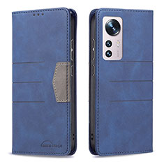Custodia Portafoglio In Pelle Cover con Supporto B07F per Xiaomi Mi 12 Pro 5G Blu