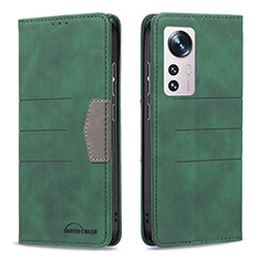 Custodia Portafoglio In Pelle Cover con Supporto B07F per Xiaomi Mi 12X 5G Verde