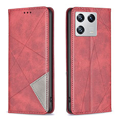 Custodia Portafoglio In Pelle Cover con Supporto B07F per Xiaomi Mi 13 5G Rosso