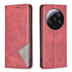 Custodia Portafoglio In Pelle Cover con Supporto B07F per Xiaomi Mi 13 Ultra 5G Rosso