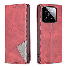 Custodia Portafoglio In Pelle Cover con Supporto B07F per Xiaomi Mi 14 5G Rosso