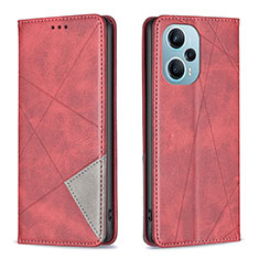 Custodia Portafoglio In Pelle Cover con Supporto B07F per Xiaomi Poco F5 5G Rosso