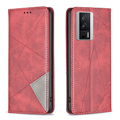 Custodia Portafoglio In Pelle Cover con Supporto B07F per Xiaomi Poco F5 Pro 5G Rosso