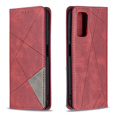 Custodia Portafoglio In Pelle Cover con Supporto B07F per Xiaomi Poco M3 Rosso