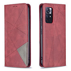 Custodia Portafoglio In Pelle Cover con Supporto B07F per Xiaomi Poco M4 Pro 5G Rosso