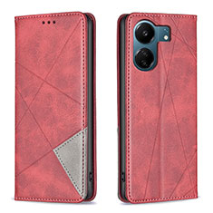 Custodia Portafoglio In Pelle Cover con Supporto B07F per Xiaomi Redmi 13C Rosso
