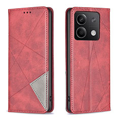 Custodia Portafoglio In Pelle Cover con Supporto B07F per Xiaomi Redmi Note 13 5G Rosso