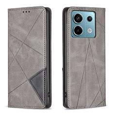 Custodia Portafoglio In Pelle Cover con Supporto B07F per Xiaomi Redmi Note 13 Pro 5G Grigio