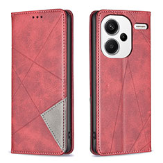 Custodia Portafoglio In Pelle Cover con Supporto B07F per Xiaomi Redmi Note 13 Pro+ Plus 5G Rosso