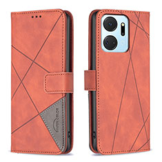 Custodia Portafoglio In Pelle Cover con Supporto B08F per Huawei Honor X7a Arancione