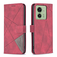 Custodia Portafoglio In Pelle Cover con Supporto B08F per Motorola Moto Edge (2023) 5G Rosso