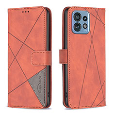 Custodia Portafoglio In Pelle Cover con Supporto B08F per Motorola Moto Edge 40 Pro 5G Arancione