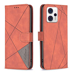 Custodia Portafoglio In Pelle Cover con Supporto B08F per Motorola Moto G13 Arancione