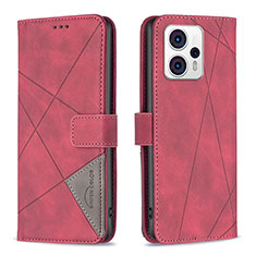 Custodia Portafoglio In Pelle Cover con Supporto B08F per Motorola Moto G13 Rosso