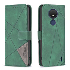 Custodia Portafoglio In Pelle Cover con Supporto B08F per Nokia C21 Verde